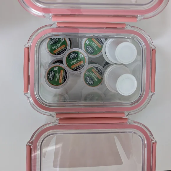 NEW Set 3 TAHARI Large Clear Food Storage Container Stackable BPA Free Snap Pink - Picture 12 of 14